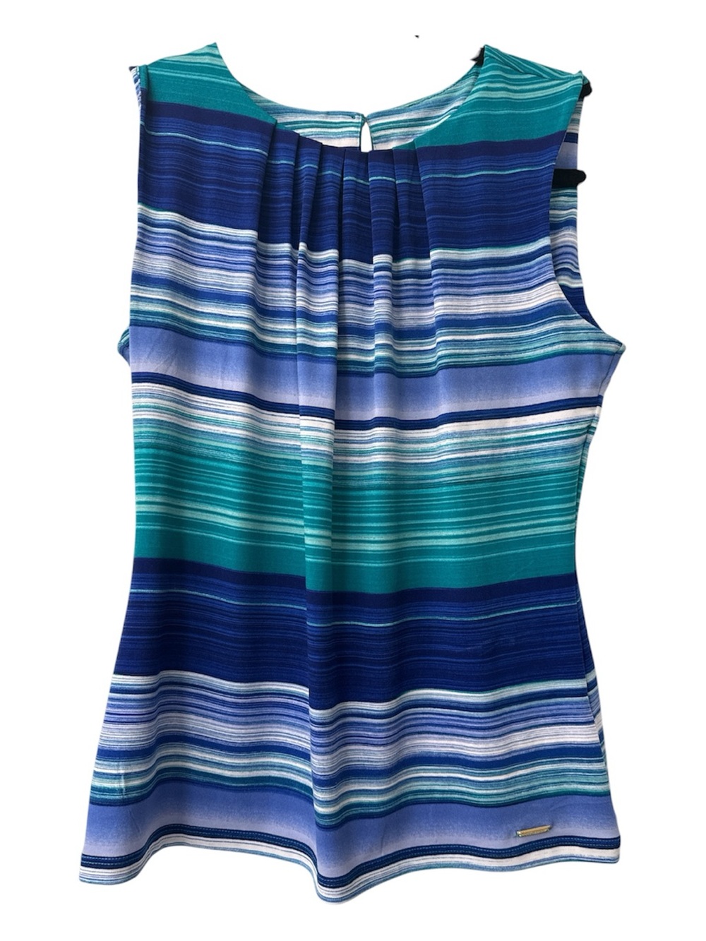 Calvin Klein Striped Sleeveless Tank - Teal & Blue